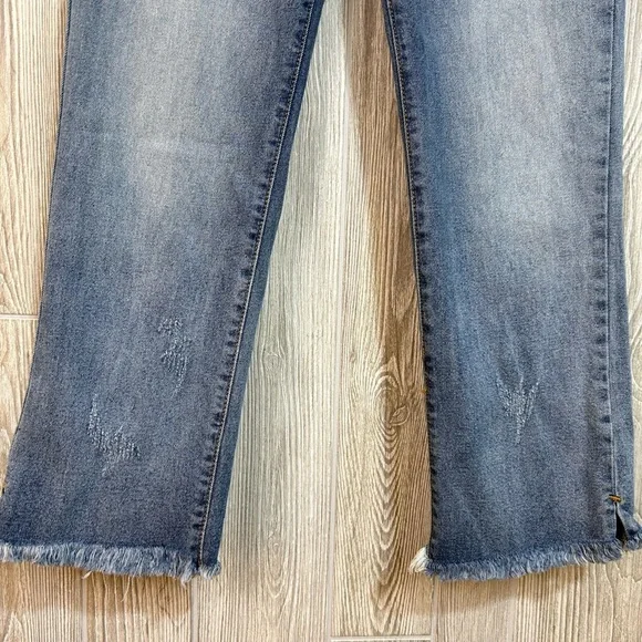 KanCan Muffy High Rise Side Slit Raw Edge Hem Straight Jeans Size 9/28 - Picture 3 of 11